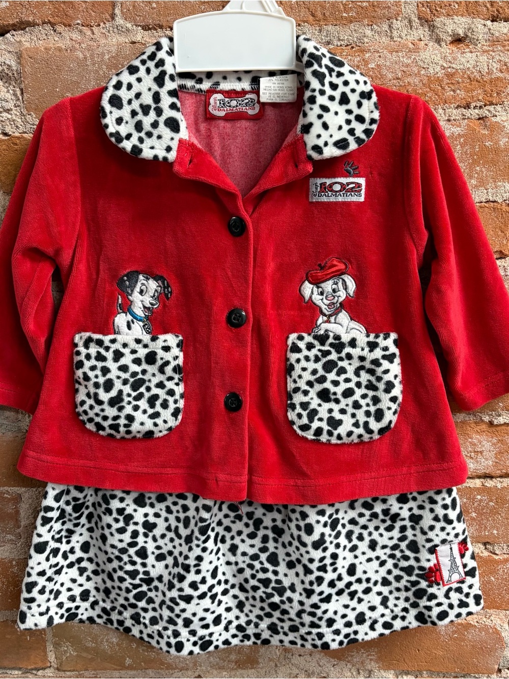 Disney 102 Dalmatians Red & White Velvet Outfit Set Girls 18 Months Dogs